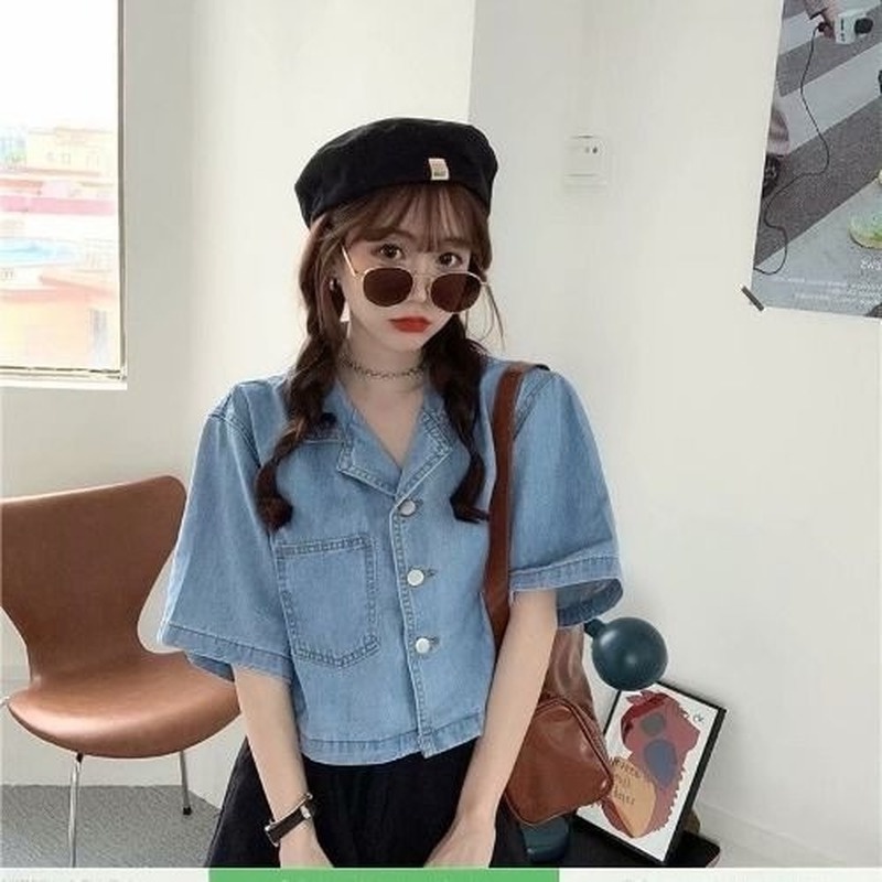 เสื้อเชิ้ตแขนสั้น แบบบาง ทรงหลวม เข้ากับทุกการแต่งกาย แฟชั่นฤดูร้อน ...