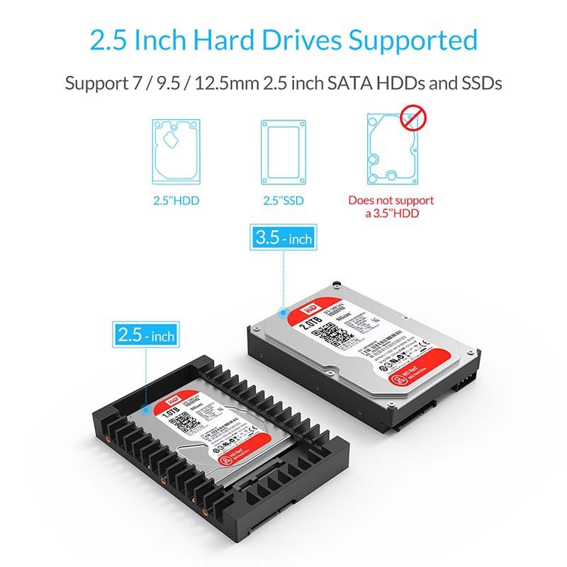 ภาพสินค้าORICO Hard Drive Caddy 2.5inch to 3.5inch Support SATA 3.0 To USB 3.0 6Gbps Support 7 / 9.5 /12.5mm 2.5 inch SATA HDDs and SSDs (1125SS) จากร้าน orico.th บน Shopee ภาพที่ 1