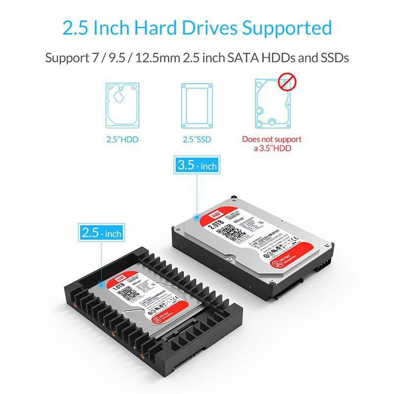 ภาพขนาดย่อของภาพหน้าปกสินค้าORICO Hard Drive Caddy 2.5inch to 3.5inch Support SATA 3.0 To USB 3.0 6Gbps Support 7 / 9.5 /12.5mm 2.5 inch SATA HDDs and SSDs (1125SS) จากร้าน orico.th บน Shopee