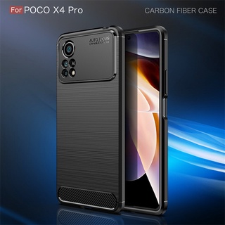 เคสโทรศัพท์มือถือ ซิลิโคน คาร์บอนไฟเบอร์ แบบบาง สําหรับ Xiaomi Poco X4 Pro 5G X4Pro PocoX4 Pro