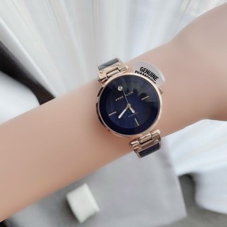 🎀 ส่งฟรี นาฬิกา 34 มิล สี Navy Blue / Rosegold Anne Klein Womens Genuine Diamond Dial Bangle Watch