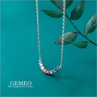 s925 Gemeo necklace สร้อยคอเงินแท้ ประดับคริสตัล 7 สี