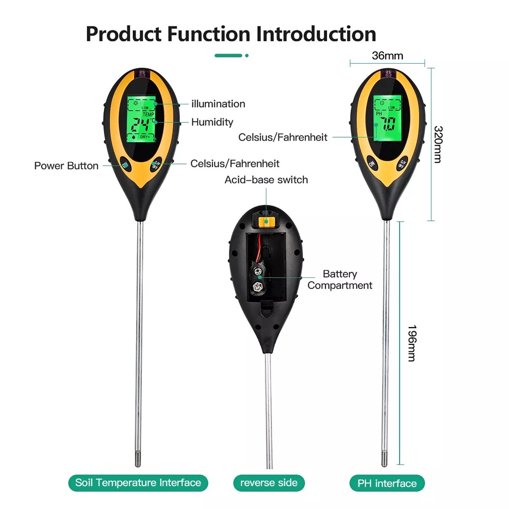 จัดส่งในกรุงเทพฯ-เครื่องวัดดิน-4-in-1-เครื่องวัดค่า-ph-ดิน-ความชื้น-อุณหภูมิ-แสง-เครื่องวัดดินแบบดิจิตอล-เครื่องมือสำรว