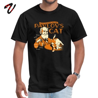 เสื้อยืดผ้าฝ้ายพิมพ์ลายคลาสสิก เสื้อยืด ผ้าฝ้ายแท้ พิมพ์ลาย Little Known Pavlovs Cat สีดํา สําหรับผู้ชาย วันขอบคุณพระเจ้
