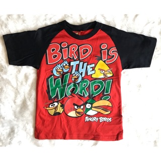 เสื้อยืดลาย Angry bird สีแดงแขนดำ