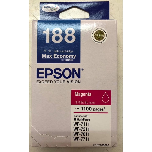 Epson 188 M (T188390) หมึกพิมพ์อิงค์เจ็ต สีม่วงแดง ของแท้ Magenta ...
