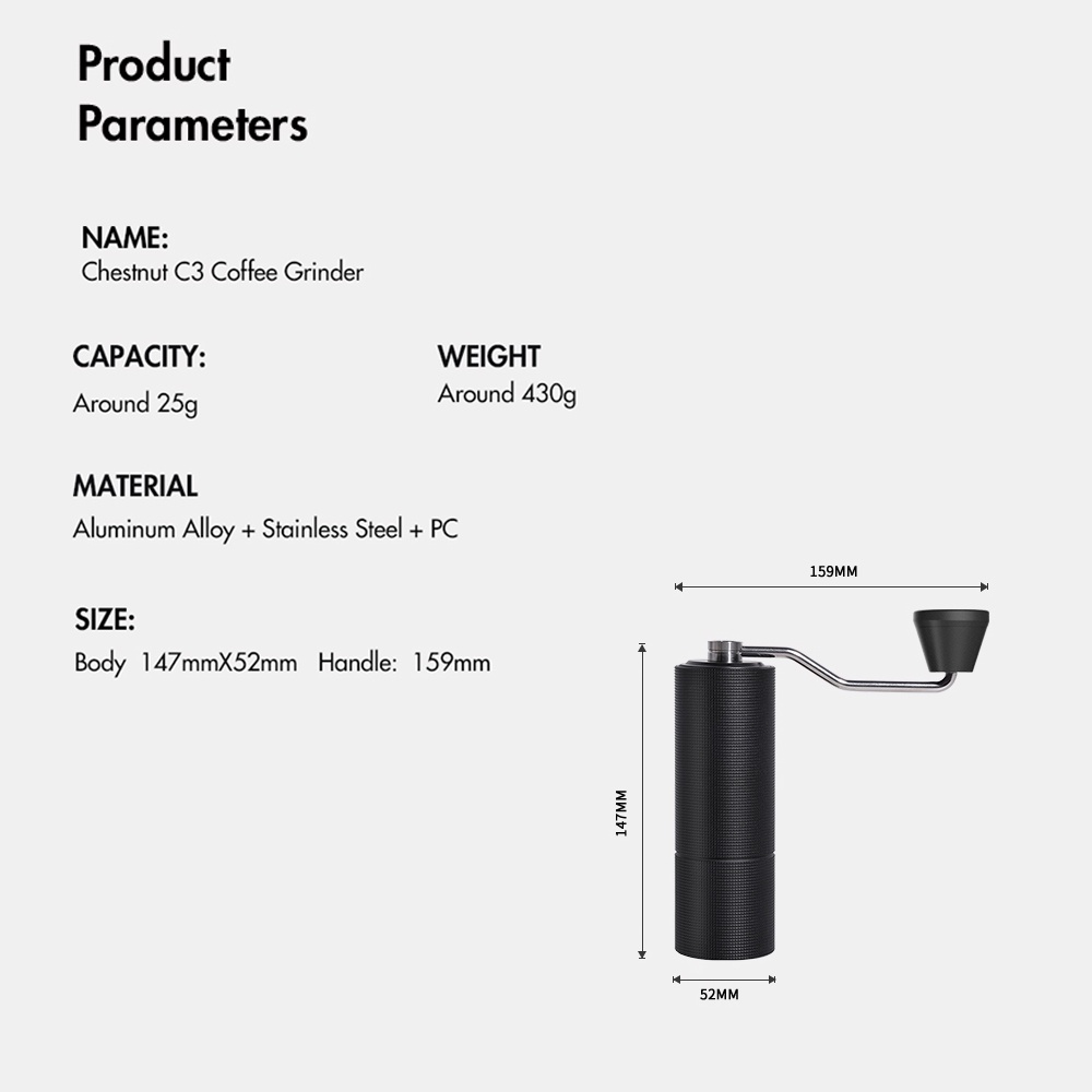 ภาพสินค้าTIMEMORE OFFICIAL Chestnut C3 Coffee Grinder เครื่องบดกาแฟมือหมุน C3 2022 จากร้าน timemoreofficialshop บน Shopee ภาพที่ 8