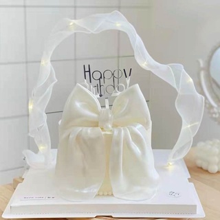 Ribbon Cake Decoration DIY Lighting Streamer Cake Topper for Birthday Party Anniversary Wedding
