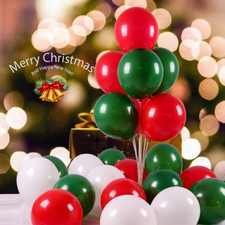 ลูกโป่งคริสมาสต์ เขียว+แดง ขนาด 6-12นิ้ว (แพ็คละ10-20ใบ)