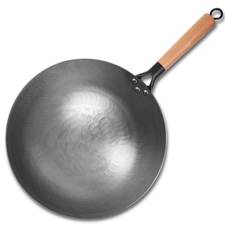 ✚High Quality Iron Wok Traditional Handmade Iron Wok Non-stick Pan Non-coating Gas Cooker Cookware