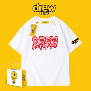 bh เสื้อยืดแขนสั้นพิมพ์ลายตัวอักษร Drew Justin Bieber แฟชั่นสีชมพู