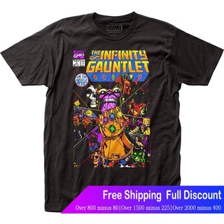 เสื้อยืดสีดำอินเทรนด์ร์ตูนพิมพ์ฤดูร้อน ย์เสื้อยืด Marvel Thanos - Mens The Infinity Gauntlet Fitted T-Shirt Size: Small