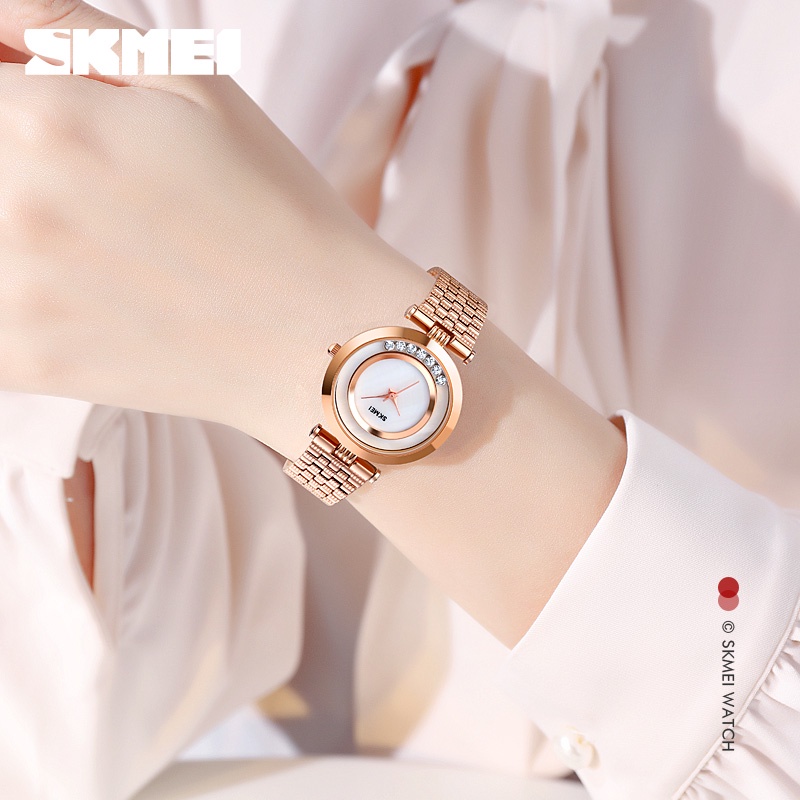 skmei-นาฬิกาข้อมือควอตซ์แฟชั่น-กันน้ํา-ประดับเพชร-หรูหรา-สําหรับสตรี