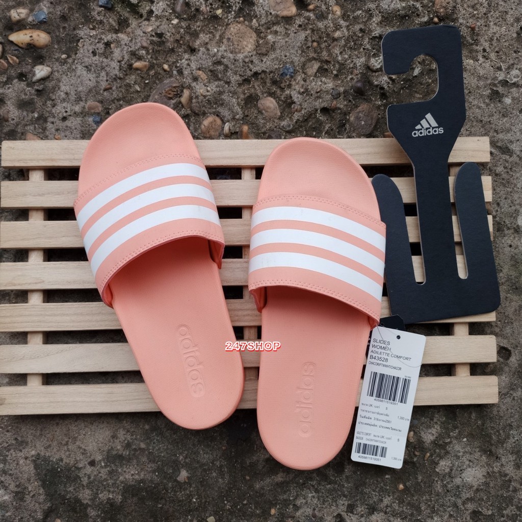 รองเท้าแตะผู้หญิงพื้นนิ่ม-adidas-adilette-cloudfoam-plus-stripes-slides-orange-b43528-อดิดาส-อาดิดาส-สีส้มอ่อน