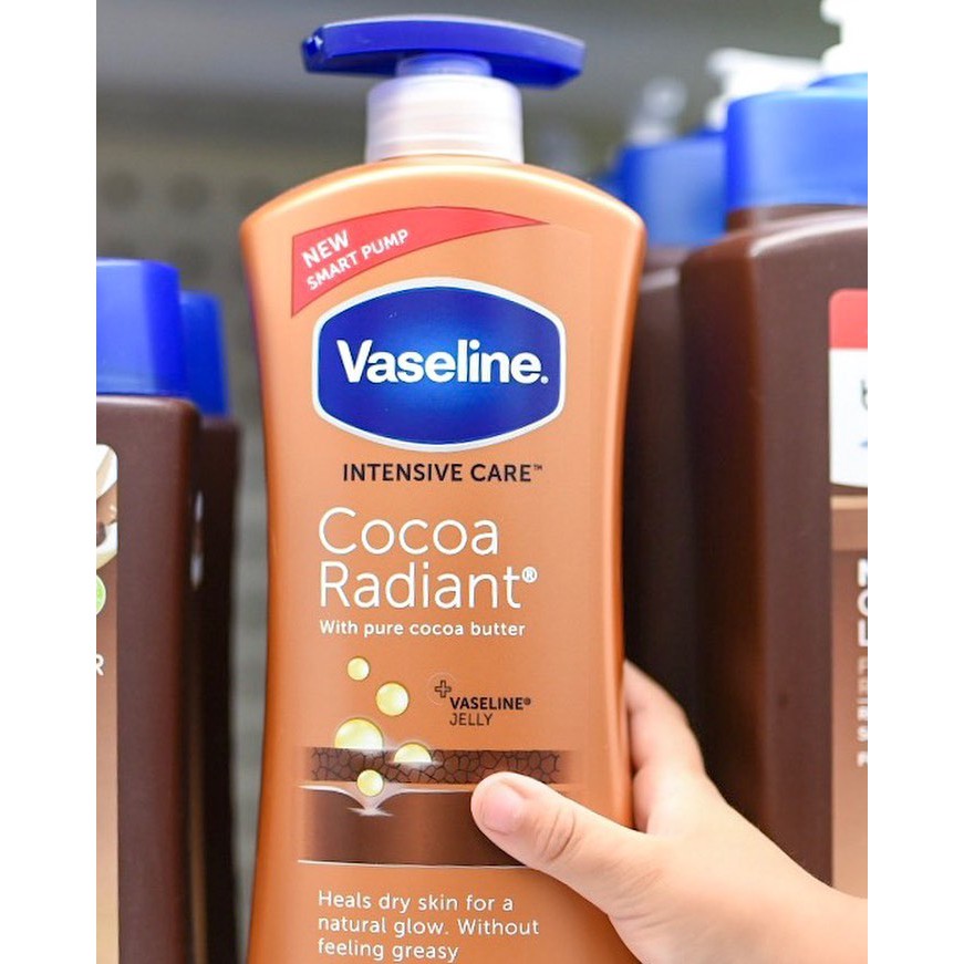 new-2019-smart-pump-vaseline-intensive-care-cocoa-radiant-with-pure-cocoa-butter-600-ml