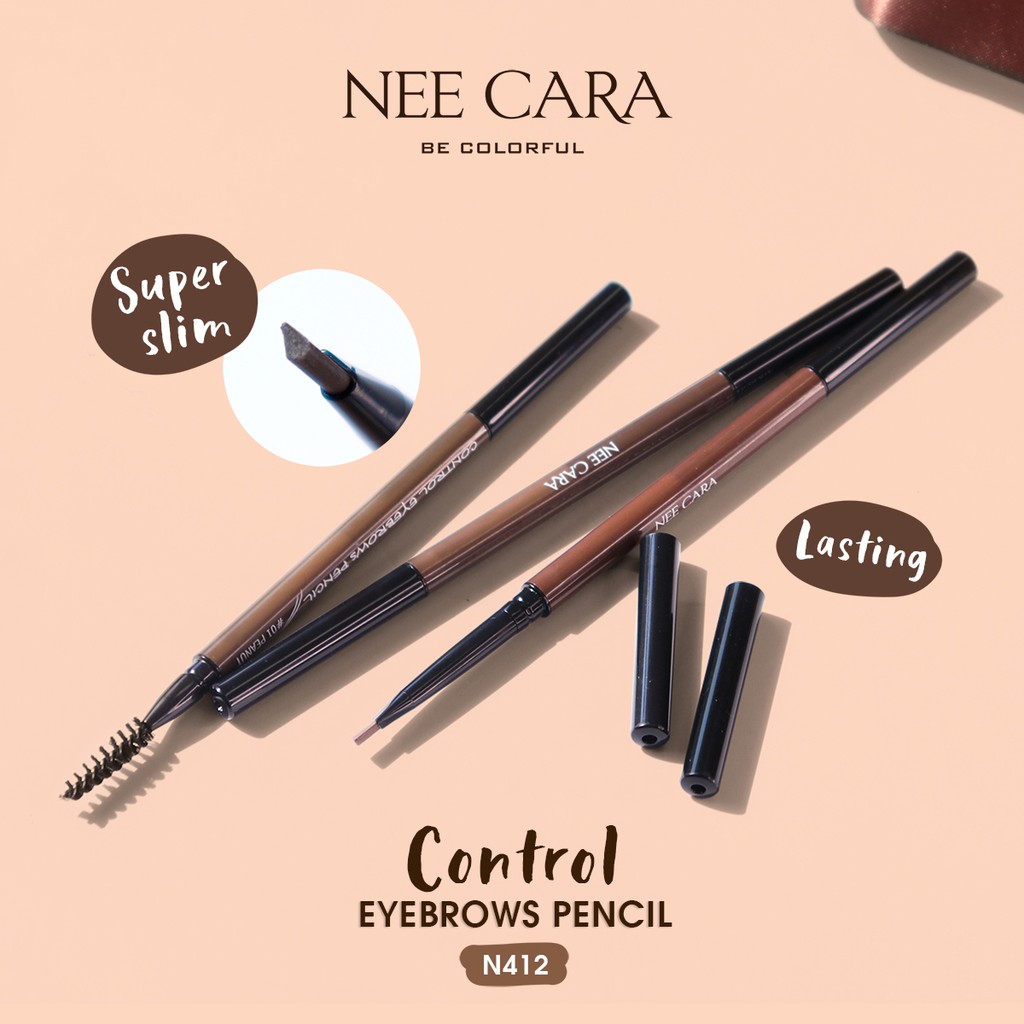 นีคาร่า-ดินสอเขียนคิ้ว-ที่เขียนคิ้ว-ดินสอเขียนคิ้วหัวสลิม-n412-ของแท้100-nee-cara-brow-pencil