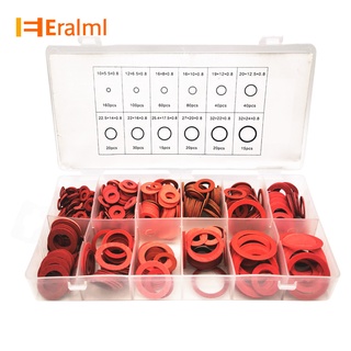 Eralml ชุดปะเก็นแหวนรองกระดาษแข็ง เหล็ก สีแดง พร้อมกล่องเก็บ 600 ชิ้น