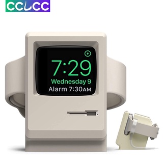 สําหรับ Apple Watch 7 6 5 4 iwatch 3 2 1 ขาตั้งซิลิโคน แท่นชาร์จ ที่วาง รูปแบบคอมพิวเตอร์ย้อนยุค ฐานยึดข้างเตียง