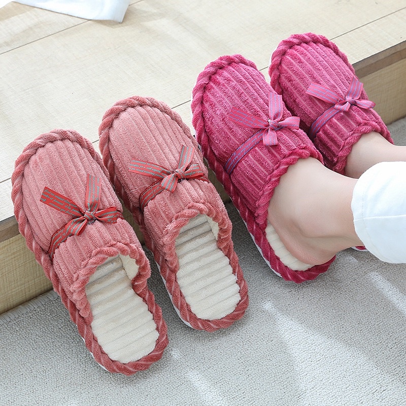 ภาพหน้าปกสินค้ารองเท้าใส่ในบ้าน slipper สลิปเปอร์ ผูกโบว์  นิ่มใส่สบาย (life