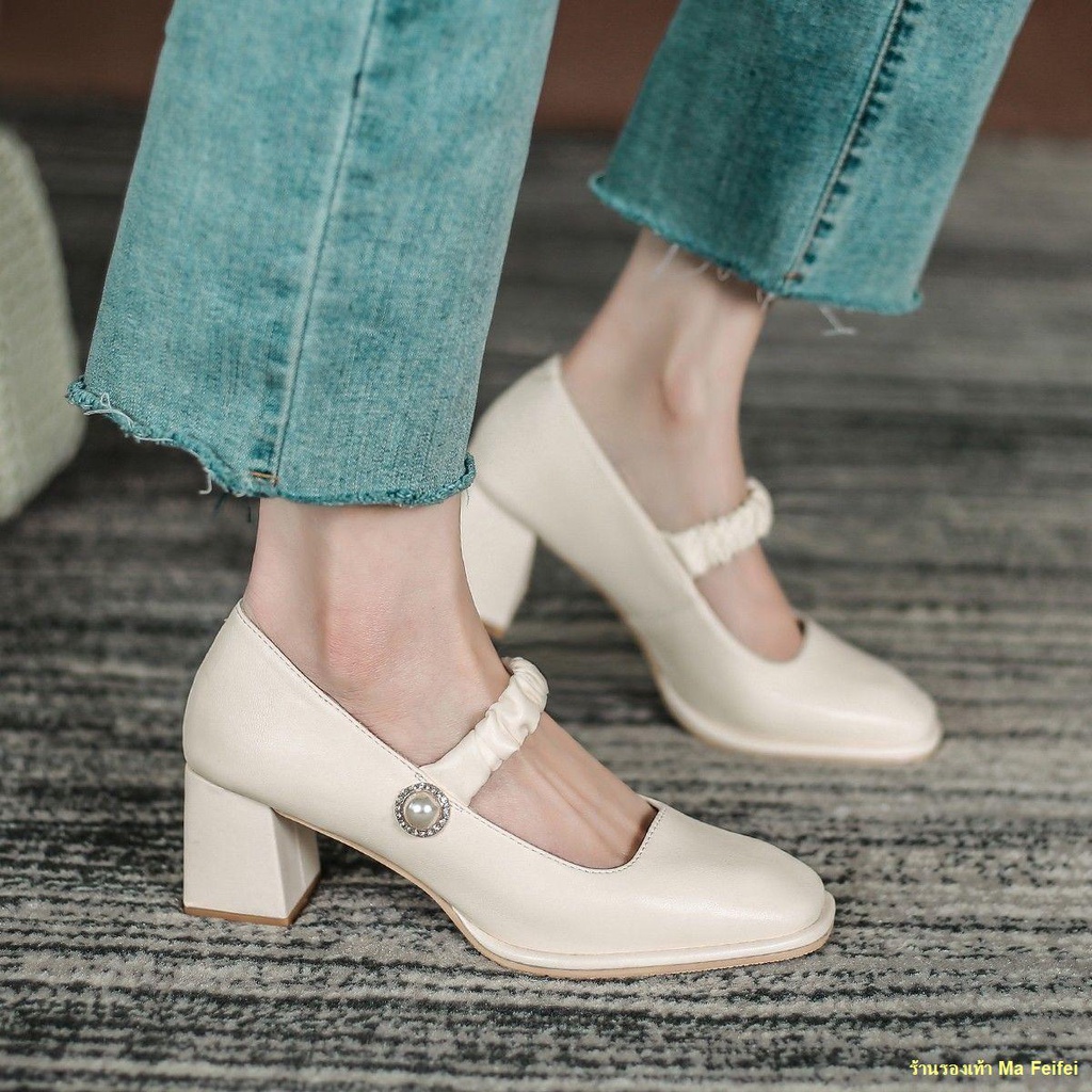 ภาพสินค้าSpot  รองเท้า Mary Jane รองเท้าส้นสูงผู้หญิงหัวเหลี่ยมใหม่ย้อนยุค จากร้าน w72xaw51t5 บน Shopee ภาพที่ 1