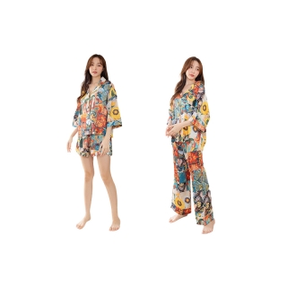 ชุดนอน Muslin pajamas [โค้ด MUSJAN65 ลด 65 ฿] Silk Satin ( L330,R330,V330,W330 )