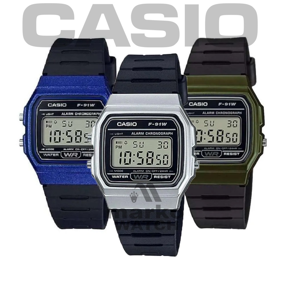 นาฬิกาข้อมือ Casio GENERAL F-91WM F-91WM-1B F-91WM-2A F-91WM-3A F-91WM ...
