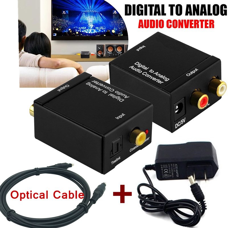 ภาพหน้าปกสินค้าOptical Coaxial Toslink Digital to Analog Audio Converter Adapter 3.5mm RCA L/R With 2m Optical Cable