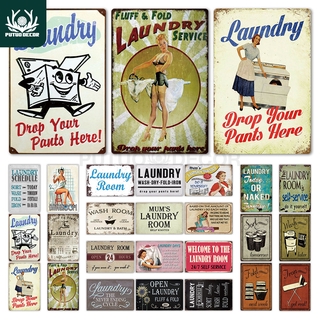 2021 Laundry Vintage แผ่นป้ายโลหะดีบุกสไตล์วินเทจ 20X30