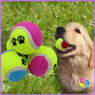 Eos Center ลูกเทนนิสสำหรับสัตว์เลี้ยง ลูกบอลฝึกสุนัขและแมว โยนเล่นกับสุนัข จัดส่งคละสี  Pet plush tennis