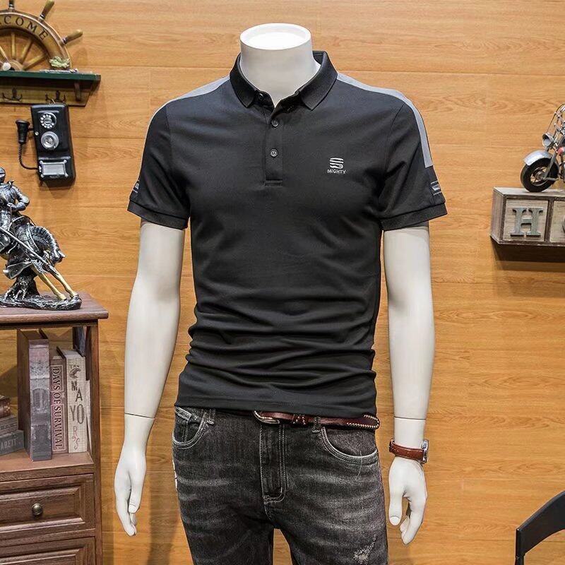 clothingfashion-เสื้อโปโลคอปกผ้ายืดผู้ชาย-เสื้อโปโลคอปกเเต่งแถบสี-รุ่น-11028
