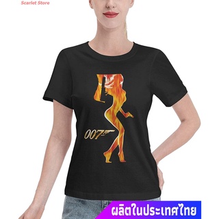 Scarlet Store เสื้อยืดเจมส์บอนด์เสื้อยืดถักฤดูร้อน James Bond 007 T-Shirt Novelty Cotton Summer Shirts For Women James B
