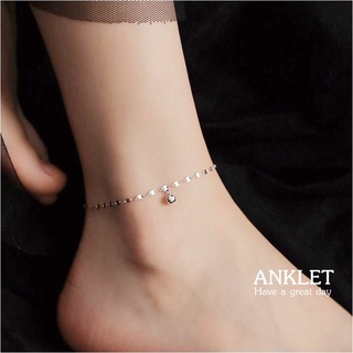 s925 Anklet 4 สร้อยข้อเท้าเงินแท้ โซ่จันทร์กระพริบ ตุ้งติ้งกระดิ่ง สวยเรียบง่าย ใส่สบาย เป็นมิตรกับผิว