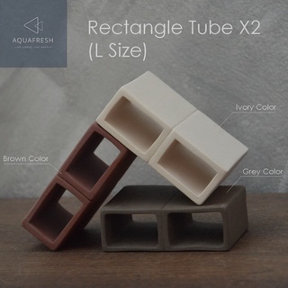 Rectangle Tube X2 (L Size) / Twin rectangle tubes ท่อเซรามิคสี่เหลี่ยมผืนผ้า สำหรับใช้ ตกแต่งตู้บ้านกุ้ง &amp; บ้านปลา