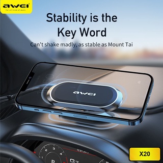 Awei X20 แม่เหล็ก 360 แบบสากล° ที่วางโทรศัพท์ในรถยนต์ แบบหมุนได้ โลหะ รูปทรงแถบ ขนาดเล็ก