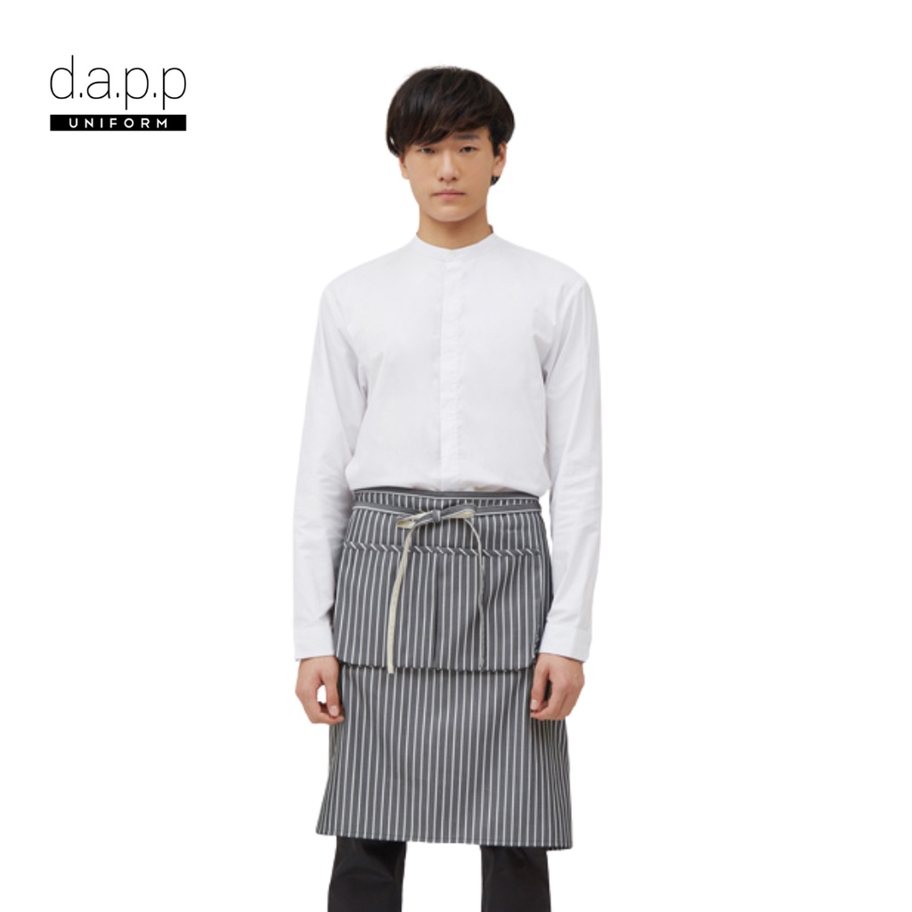 dapp-uniform-ผ้ากันเปื้อน-ครึ่งตัว-ลายริ้วใหญ่-baker-half-body-grey-stripe-apron-สีเทาเบเกอร์-apna1035