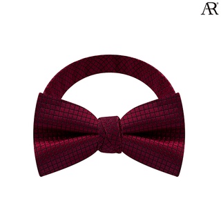 ANGELINO RUFOLO Bow Tie ผ้าไหมทออิตาลี่คุณภาพเยี่ยม โบว์หูกระต่ายผู้ชาย ดีไซน์ Wine Square สีแดง