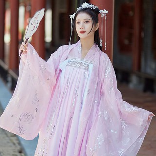 👑ชุดจีนโบราณผู้หญิง👑ชุดจีนโบราณ Hanfu ผู้หญิงแขนกว้างสไตล์จีน   นักเรียนหญิง Hanfu ชุดนางฟ้า คุณภาพสูง