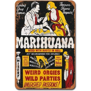 ป้ายโลหะดีบุก Marihuana Weed with Roots in Hell สําหรับตกแต่ง 1936