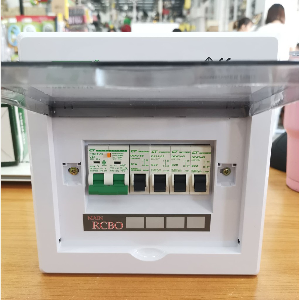 ตู้CONSUMER UNIT RCBO 4ช่องกันไฟดูด รุ่น CHONG-LE4 63A CT | Shopee Thailand