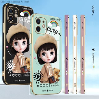 Compatible With Samsung Galaxy A73 A72 A53 A33 A23 A01 A7 2018 4G 5G สำหรับ Electroplating TPU Case Cartoon Cute Girl เคส เคสโทรศัพท์ เคสมือถือ