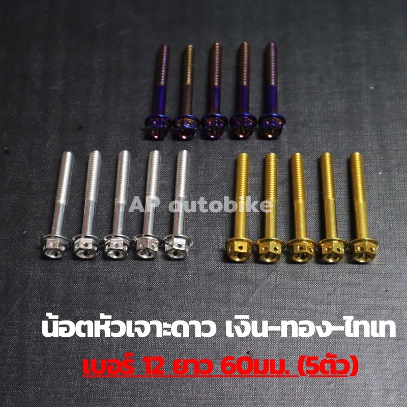 น้อตหัวเจาะดาว-5ตัว-เบอร์12-ยาว60mm-น้อตเลส-น้อตเลสเบอร์12-น้อตเบอ12-น้อตเลสหัวเจาะดาวเบอ12-น้อตหัวเจาะดาว-น้อตเจาะดาว