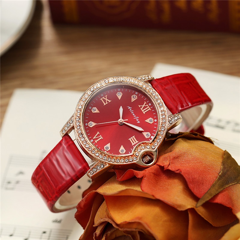 ภาพสินค้านาฬิกาข้อมือควอตซ์ สายหนัง ประดับเพชรเทียม ลําลอง แฟชั่นสําหรับผู้หญิง จากร้าน vansvar.th บน Shopee ภาพที่ 2
