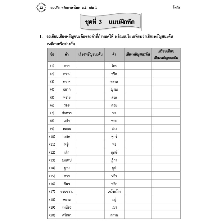 แบบฝึกหลักภาษาไทยม-1-เล่ม-1-เฉลย-สำนักพิมพ์โฟกัส