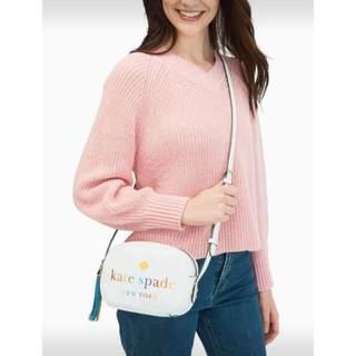 Crossbody Kate Spade สีขาวปริ้นโลโก้ Kate Spade แท้