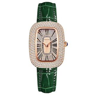 นาฬิกาสุภาพสตรีสีเขียว ขนาดเล็ก นาฬิกาหญิงโพรงนกพิราบ