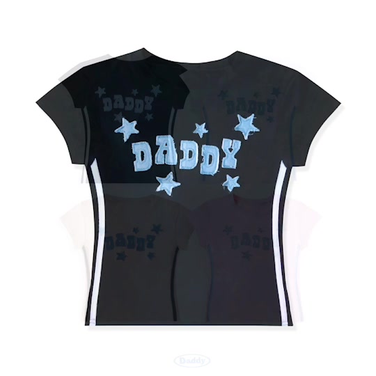 daddy-skipper-shirt-เสื้อ-baby-tee-รัดรูป-ปักกรุยดาวผ้ายีนส์-สีดำ-สีชมพู-สีขาว-สีครีม