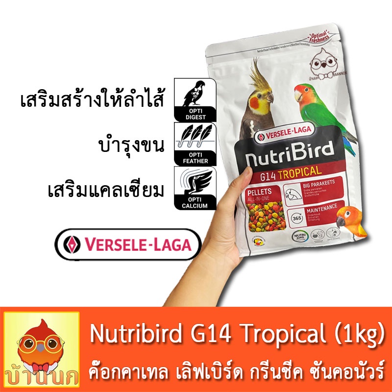 nutribird-g14-โฉมใหม่-tropical-1kg-นูทริเบิร์ด-อาหารนก-สำหรับนกพารากีต-ขนาดกลาง-ใหญ่-เช่น-คอกคาเทล-โรเซลล่า-เลิฟเบิร์ด