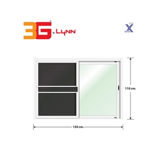 3G (X-Serie) หน้าต่างอะลูมิเนียม บานเลื่อน SS 150x110ซม. สีขาว พร้อมมุ้ง