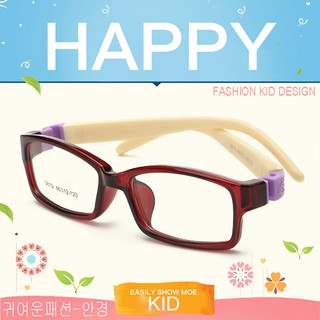 KOREA แว่นตาแฟชั่นเด็ก แว่นตาเด็ก รุ่น 8819 C-6 สีแดงใสขาขาวข้อม่วง ขาข้อต่อที่ยืดหยุ่นได้สูง