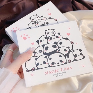 Magic CASA [6 ชิ้น / เซต] ลิปสติก เคลือบริมฝีปาก เนื้อแมตต์ แพนด้า น่ารัก กันน้ํา